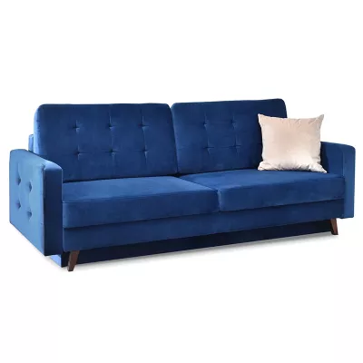 Schlafsofa IRSA – Dunkelblau/Walnuss