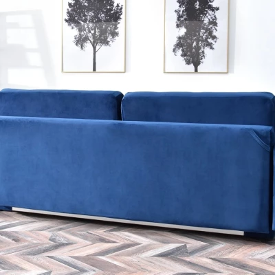 Schlafsofa IRSA – Dunkelblau/Walnuss
