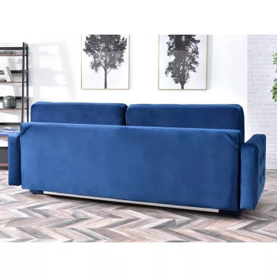 Schlafsofa IRSA – Dunkelblau/Walnuss