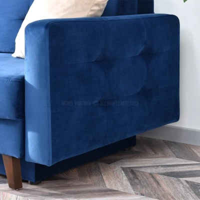 Schlafsofa IRSA – Dunkelblau/Walnuss