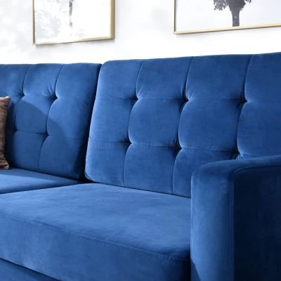 Schlafsofa IRSA – Dunkelblau/Walnuss