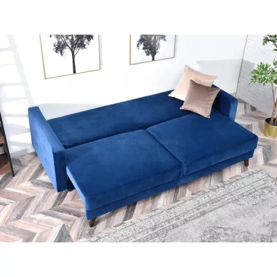 Schlafsofa IRSA – Dunkelblau/Walnuss