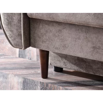 Sofa mit Stauraum PLAMEDI – Beige/Walnuss