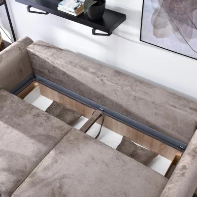 Sofa mit Stauraum PLAMEDI – Beige/Walnuss
