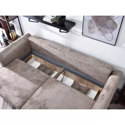 Sofa mit Stauraum PLAMEDI – Beige/Walnuss
