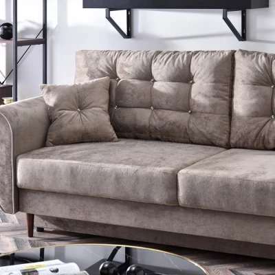 Sofa mit Stauraum PLAMEDI – Beige/Walnuss