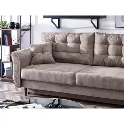 Sofa mit Stauraum PLAMEDI – Beige/Walnuss