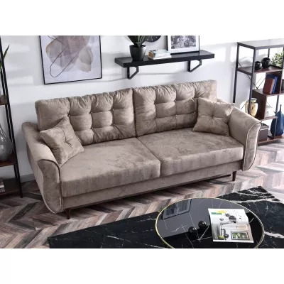 Sofa mit Stauraum PLAMEDI – Beige/Walnuss