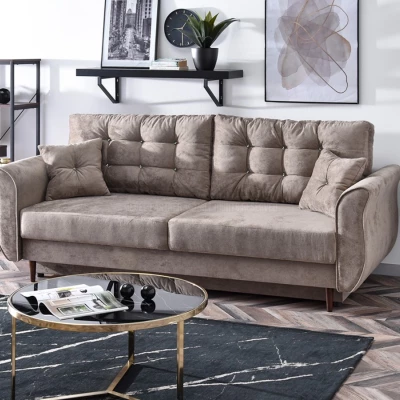 Sofa mit Stauraum PLAMEDI – Beige/Walnuss