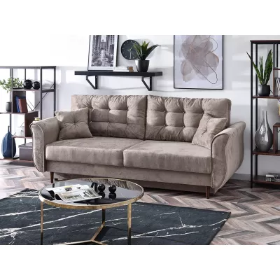 Sofa mit Stauraum PLAMEDI – Beige/Walnuss