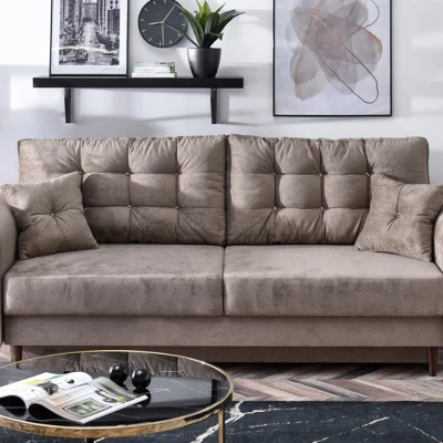 Sofa mit Stauraum PLAMEDI – Beige/Walnuss