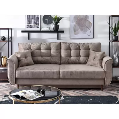 Sofa mit Stauraum PLAMEDI – Beige/Walnuss