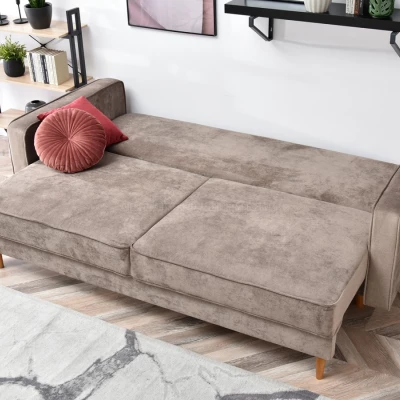 Schlafsofa LUZOLO – beige/eiche