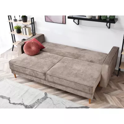 Schlafsofa LUZOLO – beige/eiche