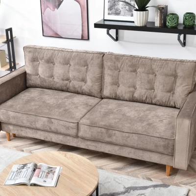 Schlafsofa LUZOLO – beige/eiche