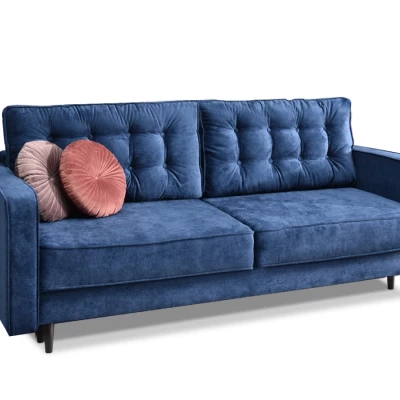 Schlafsofa LUZOLO – Dunkelblau/Walnuss