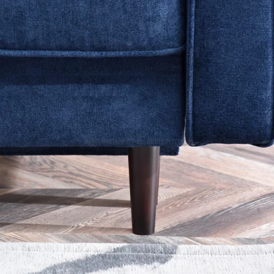 Schlafsofa LUZOLO – Dunkelblau/Walnuss
