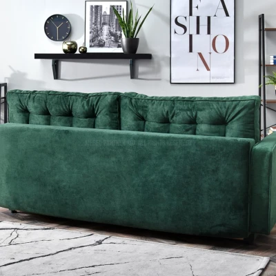 Schlafsofa LUZOLO – grün/walnuss