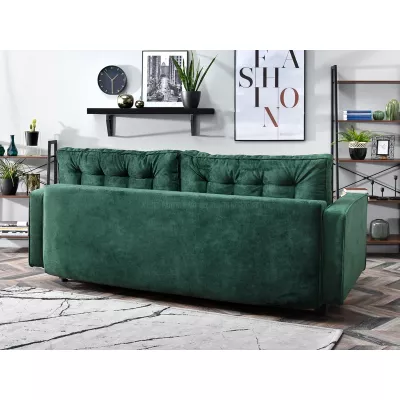 Schlafsofa LUZOLO – grün/walnuss