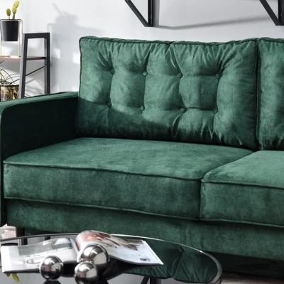 Schlafsofa LUZOLO – grün/walnuss