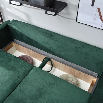 Schlafsofa LUZOLO – grün/walnuss