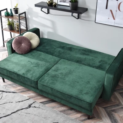 Schlafsofa LUZOLO – grün/walnuss