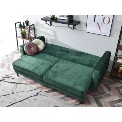 Schlafsofa LUZOLO – grün/walnuss