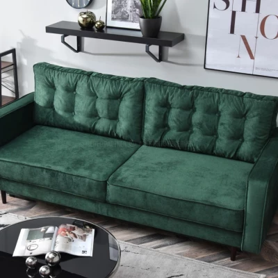 Schlafsofa LUZOLO – grün/walnuss