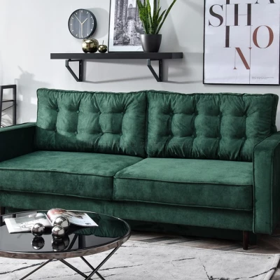 Schlafsofa LUZOLO – grün/walnuss