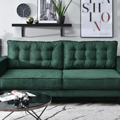 Schlafsofa LUZOLO – grün/walnuss