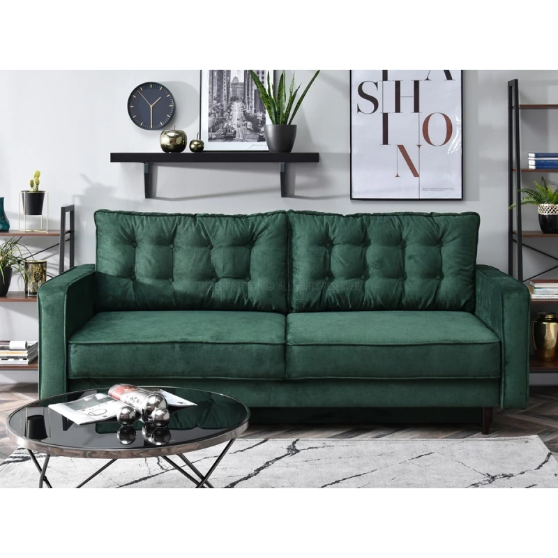 Schlafsofa LUZOLO – grün/walnuss