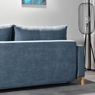 Schlafsofa mit Hocker DALENA – blau/eiche