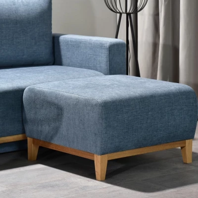 Schlafsofa mit Hocker DALENA – blau/eiche