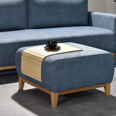 Schlafsofa mit Hocker DALENA – blau/eiche