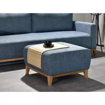 Schlafsofa mit Hocker DALENA – blau/eiche