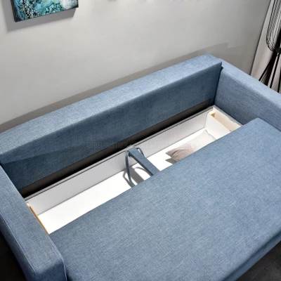 Schlafsofa mit Hocker DALENA – blau/eiche