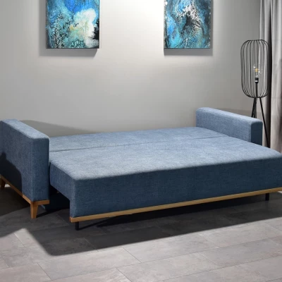 Schlafsofa mit Hocker DALENA – blau/eiche