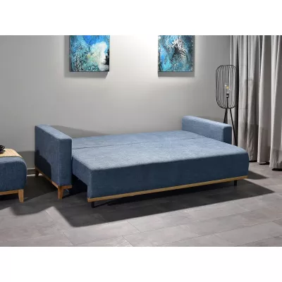 Schlafsofa mit Hocker DALENA – blau/eiche