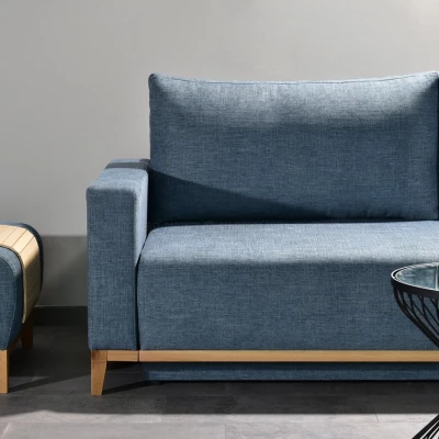 Schlafsofa mit Hocker DALENA – blau/eiche