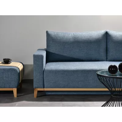 Schlafsofa mit Hocker DALENA – blau/eiche