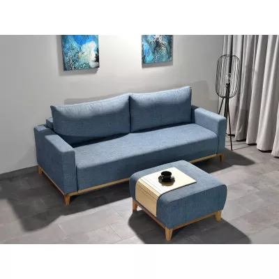 Schlafsofa mit Hocker DALENA – blau/eiche