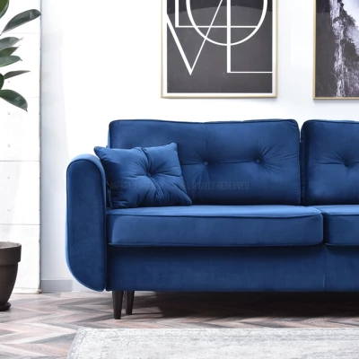 Schlafsofa LALESKA – dunkelblau/schwarz