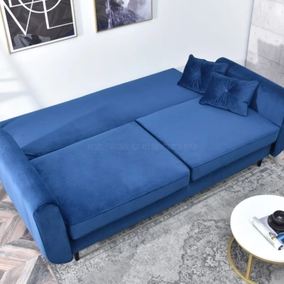 Schlafsofa LALESKA – dunkelblau/schwarz