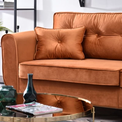 Schlafsofa LALESKA – Kupfer/Walnuss