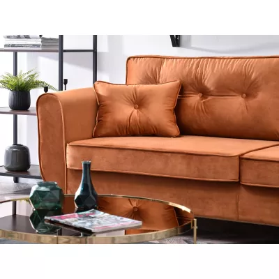 Schlafsofa LALESKA – Kupfer/Walnuss