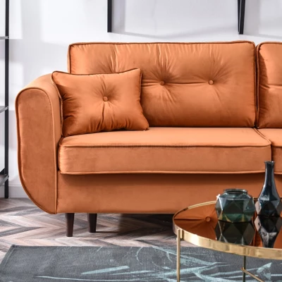 Schlafsofa LALESKA – Kupfer/Walnuss