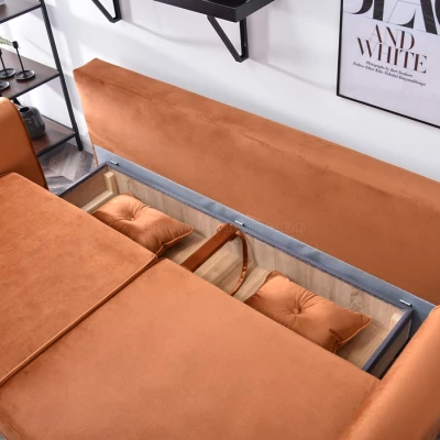 Schlafsofa LALESKA – Kupfer/Walnuss