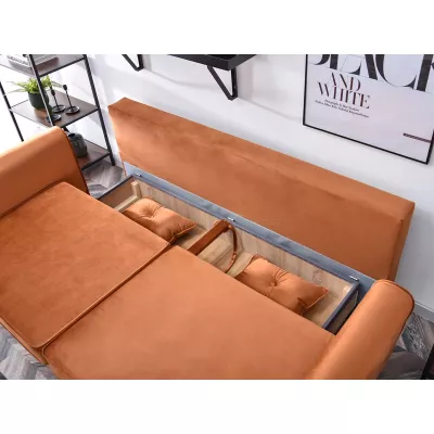 Schlafsofa LALESKA – Kupfer/Walnuss