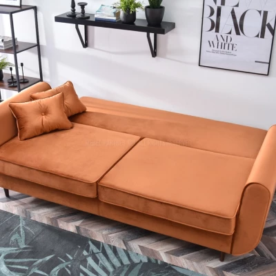 Schlafsofa LALESKA – Kupfer/Walnuss