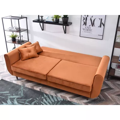 Schlafsofa LALESKA – Kupfer/Walnuss